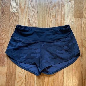 Black Camo Lululemon Speed Up Shorts